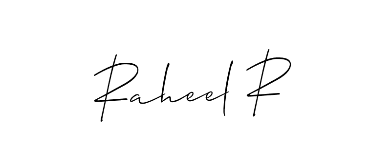 Make a beautiful signature design for name Raheel R. With this signature (Allison_Script) style, you can create a handwritten signature for free. Raheel R signature style 2 images and pictures png