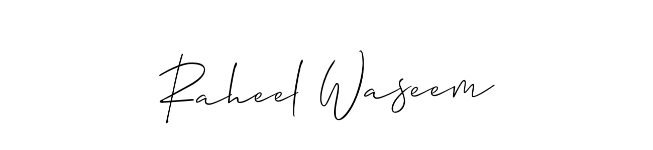 Design your own signature with our free online signature maker. With this signature software, you can create a handwritten (Allison_Script) signature for name Raheel Waseem. Raheel Waseem signature style 2 images and pictures png
