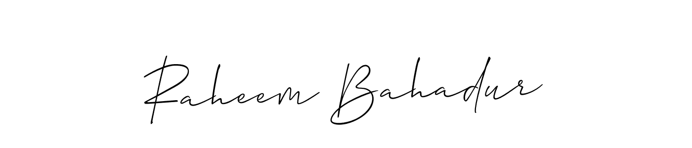 Raheem Bahadur stylish signature style. Best Handwritten Sign (Allison_Script) for my name. Handwritten Signature Collection Ideas for my name Raheem Bahadur. Raheem Bahadur signature style 2 images and pictures png