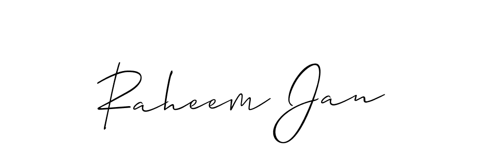 Use a signature maker to create a handwritten signature online. With this signature software, you can design (Allison_Script) your own signature for name Raheem Jan. Raheem Jan signature style 2 images and pictures png