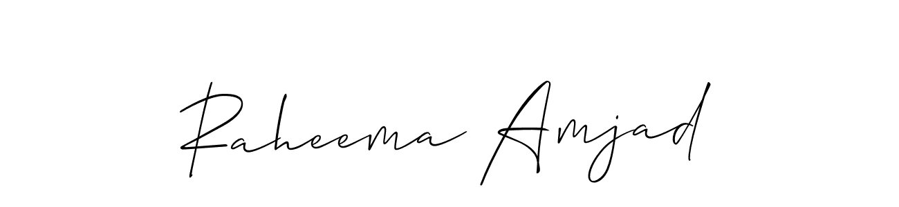 Make a short Raheema Amjad signature style. Manage your documents anywhere anytime using Allison_Script. Create and add eSignatures, submit forms, share and send files easily. Raheema Amjad signature style 2 images and pictures png