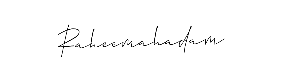 Create a beautiful signature design for name Raheemahadam. With this signature (Allison_Script) fonts, you can make a handwritten signature for free. Raheemahadam signature style 2 images and pictures png