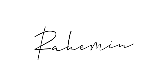 It looks lik you need a new signature style for name Rahemin. Design unique handwritten (Allison_Script) signature with our free signature maker in just a few clicks. Rahemin signature style 2 images and pictures png