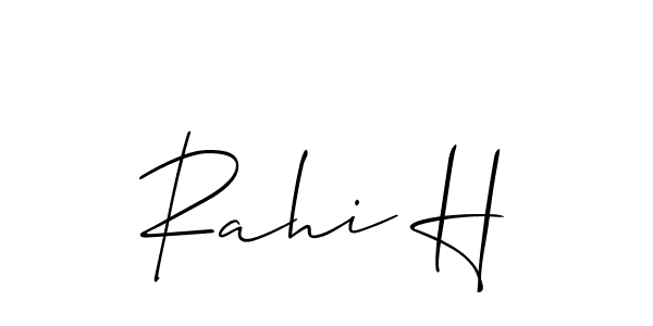 Also You can easily find your signature by using the search form. We will create Rahi H name handwritten signature images for you free of cost using Allison_Script sign style. Rahi H signature style 2 images and pictures png