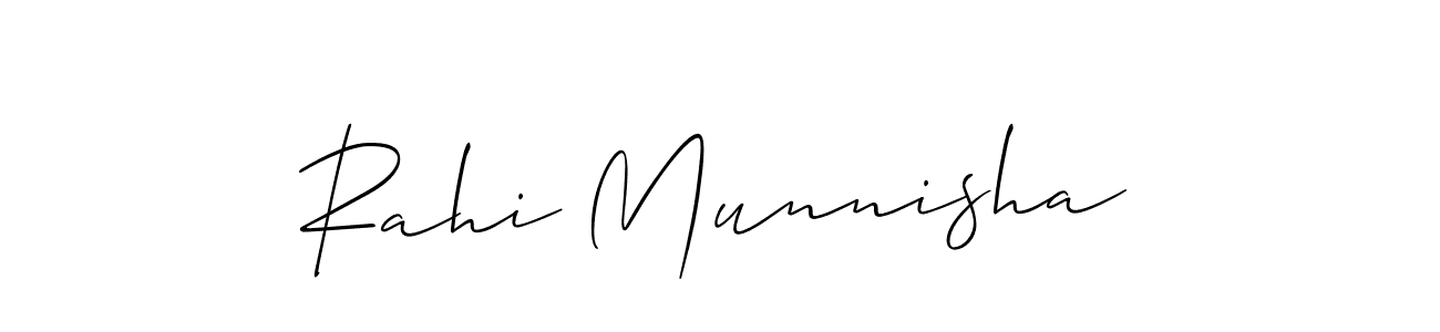 if you are searching for the best signature style for your name Rahi Munnisha. so please give up your signature search. here we have designed multiple signature styles  using Allison_Script. Rahi Munnisha signature style 2 images and pictures png