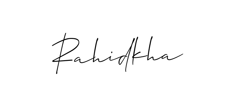 Use a signature maker to create a handwritten signature online. With this signature software, you can design (Allison_Script) your own signature for name Rahidkha. Rahidkha signature style 2 images and pictures png