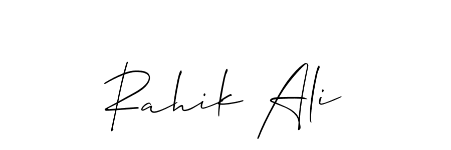 Allison_Script is a professional signature style that is perfect for those who want to add a touch of class to their signature. It is also a great choice for those who want to make their signature more unique. Get Rahik Ali name to fancy signature for free. Rahik Ali signature style 2 images and pictures png