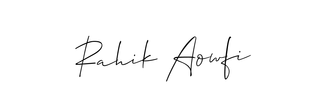 It looks lik you need a new signature style for name Rahik Aowfi. Design unique handwritten (Allison_Script) signature with our free signature maker in just a few clicks. Rahik Aowfi signature style 2 images and pictures png