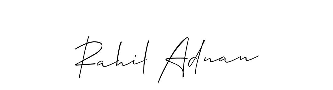 Also You can easily find your signature by using the search form. We will create Rahil Adnan name handwritten signature images for you free of cost using Allison_Script sign style. Rahil Adnan signature style 2 images and pictures png