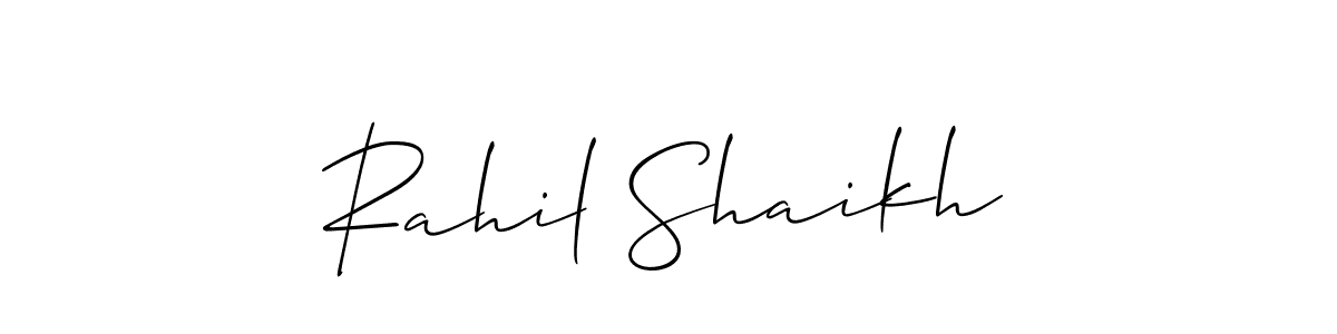 How to make Rahil Shaikh name signature. Use Allison_Script style for creating short signs online. This is the latest handwritten sign. Rahil Shaikh signature style 2 images and pictures png