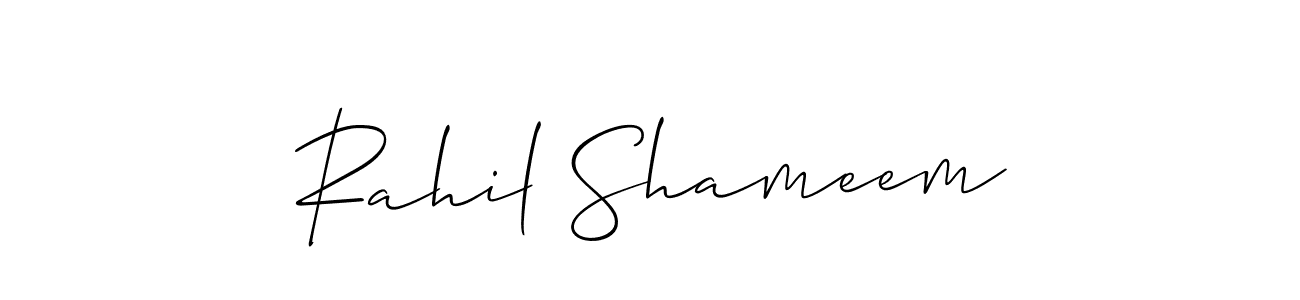 Allison_Script is a professional signature style that is perfect for those who want to add a touch of class to their signature. It is also a great choice for those who want to make their signature more unique. Get Rahil Shameem name to fancy signature for free. Rahil Shameem signature style 2 images and pictures png