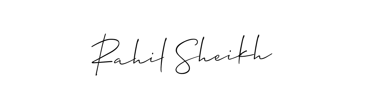 Create a beautiful signature design for name Rahil Sheikh. With this signature (Allison_Script) fonts, you can make a handwritten signature for free. Rahil Sheikh signature style 2 images and pictures png