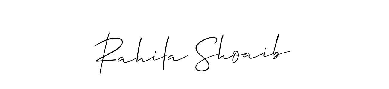 You should practise on your own different ways (Allison_Script) to write your name (Rahila Shoaib) in signature. don't let someone else do it for you. Rahila Shoaib signature style 2 images and pictures png