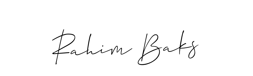 Use a signature maker to create a handwritten signature online. With this signature software, you can design (Allison_Script) your own signature for name Rahim Baks. Rahim Baks signature style 2 images and pictures png
