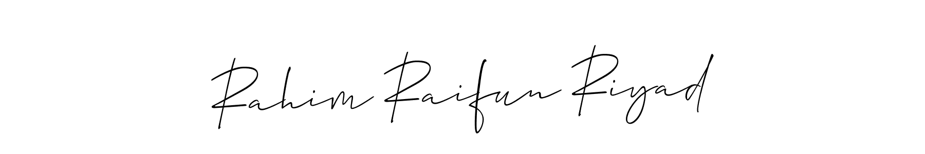 Similarly Allison_Script is the best handwritten signature design. Signature creator online .You can use it as an online autograph creator for name Rahim Raifun Riyad. Rahim Raifun Riyad signature style 2 images and pictures png