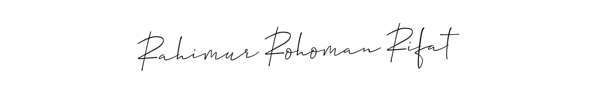 Use a signature maker to create a handwritten signature online. With this signature software, you can design (Allison_Script) your own signature for name Rahimur Rohoman Rifat. Rahimur Rohoman Rifat signature style 2 images and pictures png