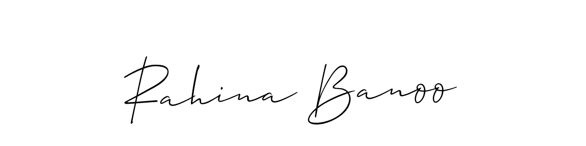 Create a beautiful signature design for name Rahina Banoo. With this signature (Allison_Script) fonts, you can make a handwritten signature for free. Rahina Banoo signature style 2 images and pictures png