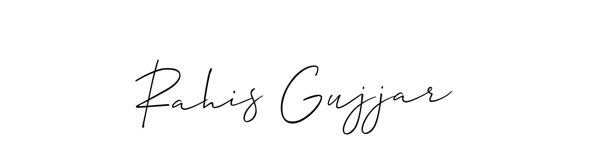 How to make Rahis Gujjar name signature. Use Allison_Script style for creating short signs online. This is the latest handwritten sign. Rahis Gujjar signature style 2 images and pictures png