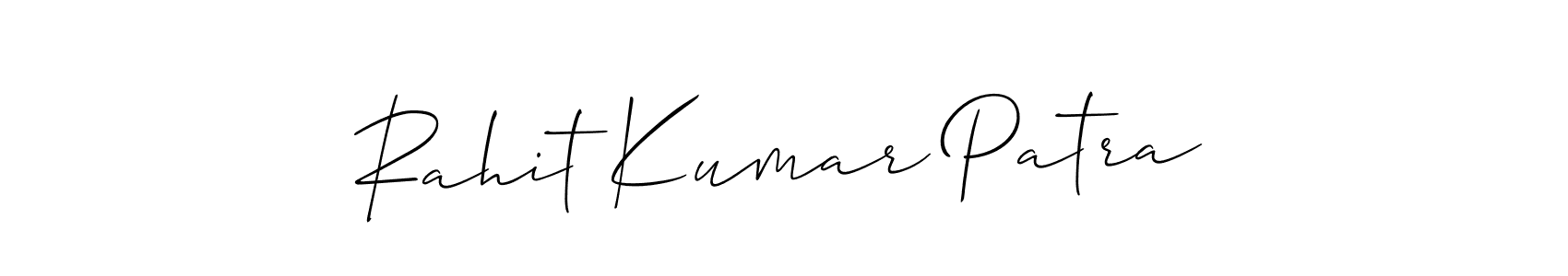 The best way (Allison_Script) to make a short signature is to pick only two or three words in your name. The name Rahit Kumar Patra include a total of six letters. For converting this name. Rahit Kumar Patra signature style 2 images and pictures png