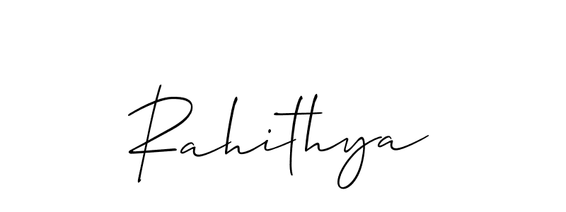 Create a beautiful signature design for name Rahithya. With this signature (Allison_Script) fonts, you can make a handwritten signature for free. Rahithya signature style 2 images and pictures png