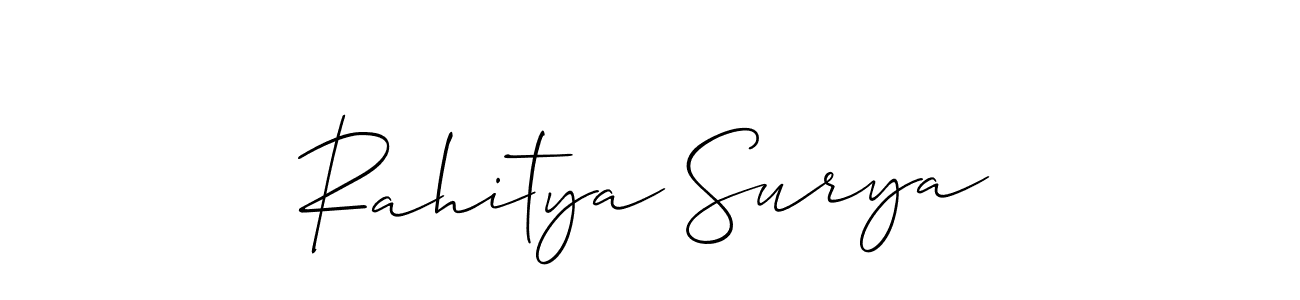 How to Draw Rahitya Surya signature style? Allison_Script is a latest design signature styles for name Rahitya Surya. Rahitya Surya signature style 2 images and pictures png