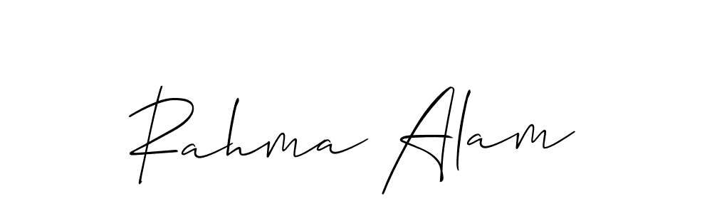 Create a beautiful signature design for name Rahma Alam. With this signature (Allison_Script) fonts, you can make a handwritten signature for free. Rahma Alam signature style 2 images and pictures png