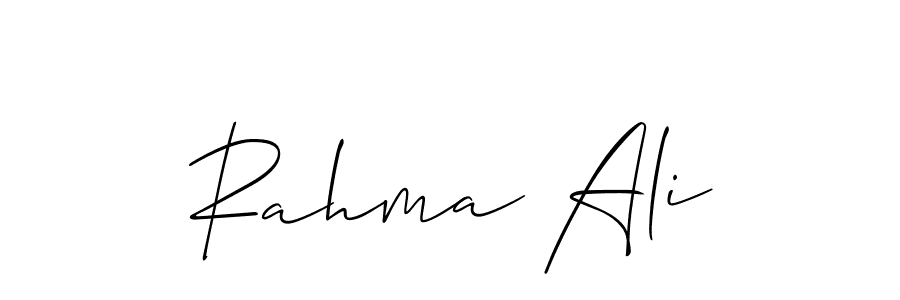 How to make Rahma Ali name signature. Use Allison_Script style for creating short signs online. This is the latest handwritten sign. Rahma Ali signature style 2 images and pictures png