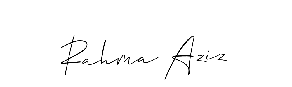 How to make Rahma Aziz signature? Allison_Script is a professional autograph style. Create handwritten signature for Rahma Aziz name. Rahma Aziz signature style 2 images and pictures png