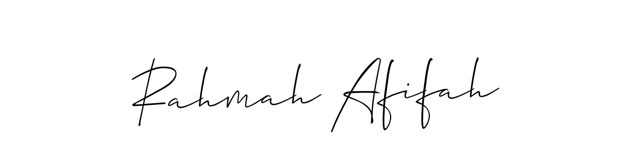 How to make Rahmah Afifah name signature. Use Allison_Script style for creating short signs online. This is the latest handwritten sign. Rahmah Afifah signature style 2 images and pictures png