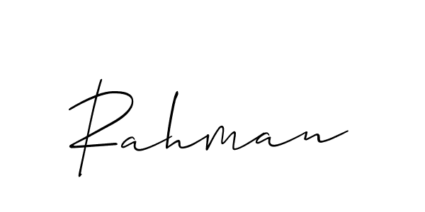 Use a signature maker to create a handwritten signature online. With this signature software, you can design (Allison_Script) your own signature for name Rahman. Rahman signature style 2 images and pictures png