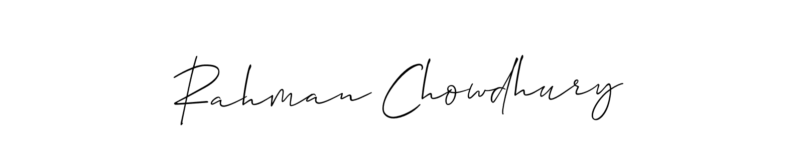 Also You can easily find your signature by using the search form. We will create Rahman Chowdhury name handwritten signature images for you free of cost using Allison_Script sign style. Rahman Chowdhury signature style 2 images and pictures png