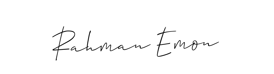 Also we have Rahman Emon name is the best signature style. Create professional handwritten signature collection using Allison_Script autograph style. Rahman Emon signature style 2 images and pictures png