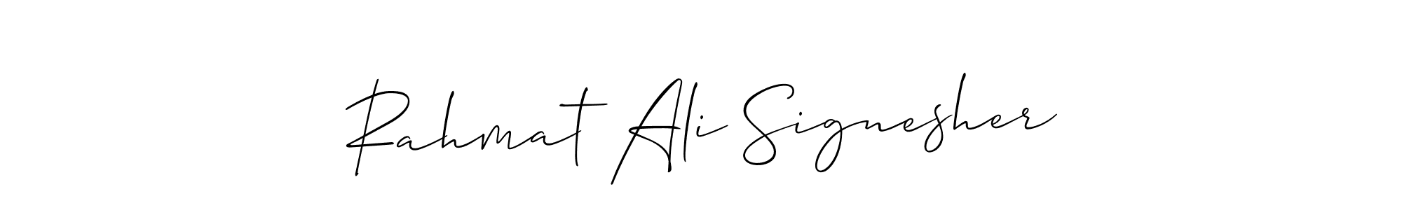 if you are searching for the best signature style for your name Rahmat Ali Signesher. so please give up your signature search. here we have designed multiple signature styles  using Allison_Script. Rahmat Ali Signesher signature style 2 images and pictures png