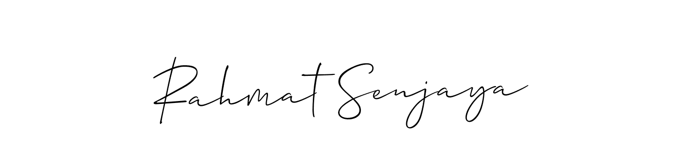 Allison_Script is a professional signature style that is perfect for those who want to add a touch of class to their signature. It is also a great choice for those who want to make their signature more unique. Get Rahmat Senjaya name to fancy signature for free. Rahmat Senjaya signature style 2 images and pictures png