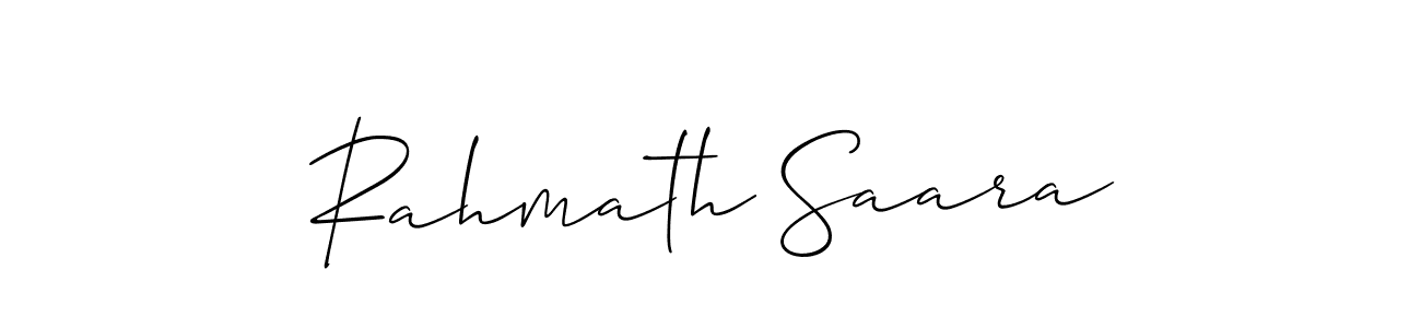 The best way (Allison_Script) to make a short signature is to pick only two or three words in your name. The name Rahmath Saara include a total of six letters. For converting this name. Rahmath Saara signature style 2 images and pictures png