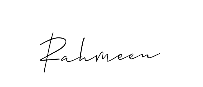 Make a beautiful signature design for name Rahmeen. With this signature (Allison_Script) style, you can create a handwritten signature for free. Rahmeen signature style 2 images and pictures png