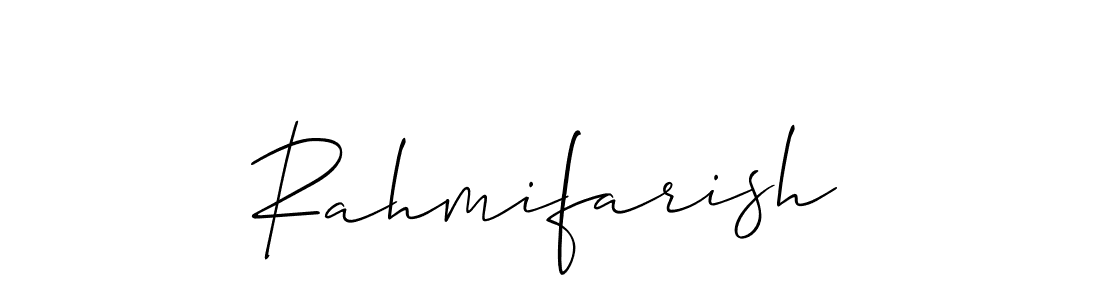 Also You can easily find your signature by using the search form. We will create Rahmifarish name handwritten signature images for you free of cost using Allison_Script sign style. Rahmifarish signature style 2 images and pictures png