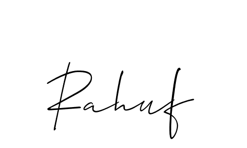 Allison_Script is a professional signature style that is perfect for those who want to add a touch of class to their signature. It is also a great choice for those who want to make their signature more unique. Get Rahuf name to fancy signature for free. Rahuf signature style 2 images and pictures png