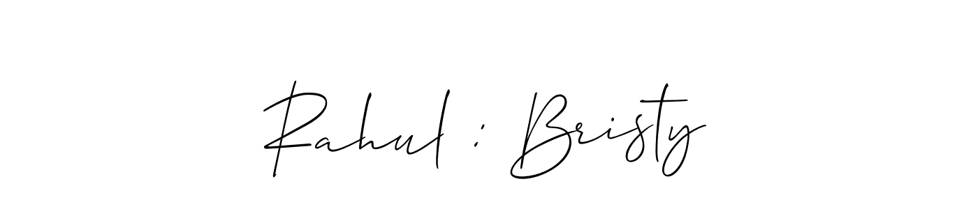 Create a beautiful signature design for name Rahul : Bristy. With this signature (Allison_Script) fonts, you can make a handwritten signature for free. Rahul : Bristy signature style 2 images and pictures png
