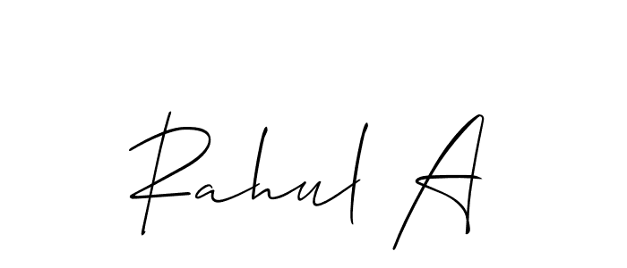 Make a short Rahul A signature style. Manage your documents anywhere anytime using Allison_Script. Create and add eSignatures, submit forms, share and send files easily. Rahul A signature style 2 images and pictures png