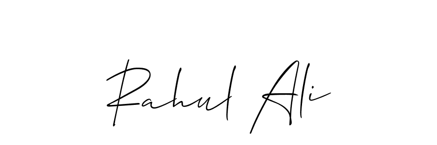The best way (Allison_Script) to make a short signature is to pick only two or three words in your name. The name Rahul Ali include a total of six letters. For converting this name. Rahul Ali signature style 2 images and pictures png