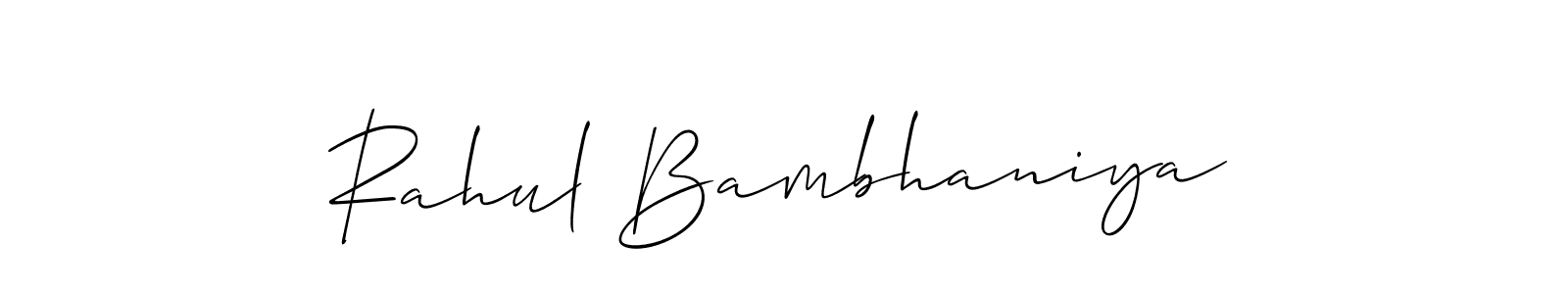 It looks lik you need a new signature style for name Rahul Bambhaniya. Design unique handwritten (Allison_Script) signature with our free signature maker in just a few clicks. Rahul Bambhaniya signature style 2 images and pictures png