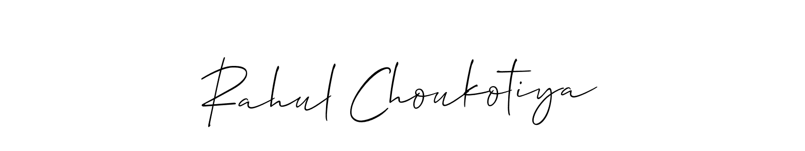 How to make Rahul Choukotiya name signature. Use Allison_Script style for creating short signs online. This is the latest handwritten sign. Rahul Choukotiya signature style 2 images and pictures png