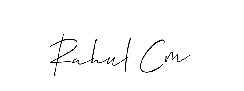 Use a signature maker to create a handwritten signature online. With this signature software, you can design (Allison_Script) your own signature for name Rahul Cm. Rahul Cm signature style 2 images and pictures png