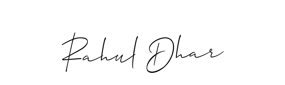 Use a signature maker to create a handwritten signature online. With this signature software, you can design (Allison_Script) your own signature for name Rahul Dhar. Rahul Dhar signature style 2 images and pictures png
