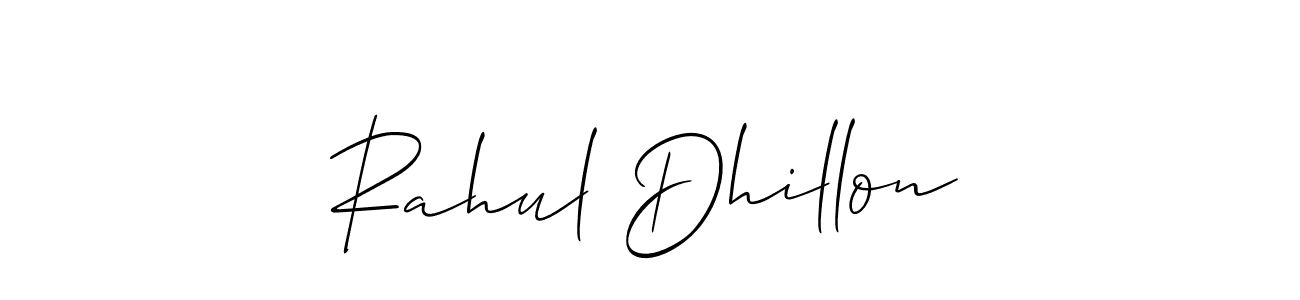 How to make Rahul Dhillon name signature. Use Allison_Script style for creating short signs online. This is the latest handwritten sign. Rahul Dhillon signature style 2 images and pictures png