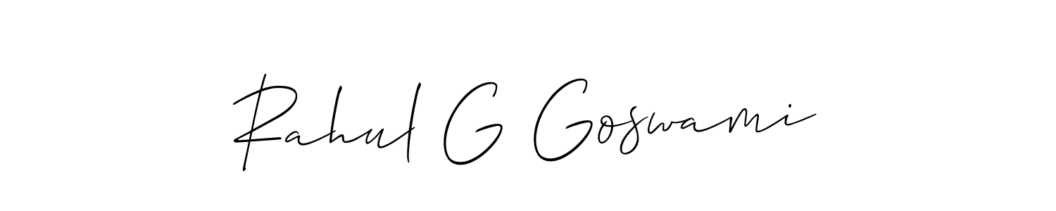 The best way (Allison_Script) to make a short signature is to pick only two or three words in your name. The name Rahul G Goswami include a total of six letters. For converting this name. Rahul G Goswami signature style 2 images and pictures png