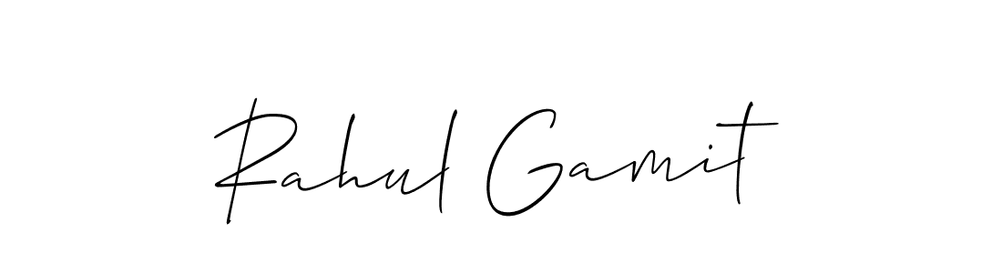 The best way (Allison_Script) to make a short signature is to pick only two or three words in your name. The name Rahul Gamit include a total of six letters. For converting this name. Rahul Gamit signature style 2 images and pictures png