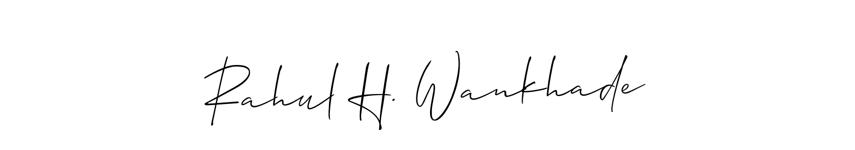 if you are searching for the best signature style for your name Rahul H. Wankhade. so please give up your signature search. here we have designed multiple signature styles  using Allison_Script. Rahul H. Wankhade signature style 2 images and pictures png