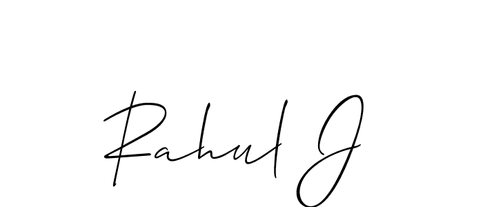 The best way (Allison_Script) to make a short signature is to pick only two or three words in your name. The name Rahul J include a total of six letters. For converting this name. Rahul J signature style 2 images and pictures png
